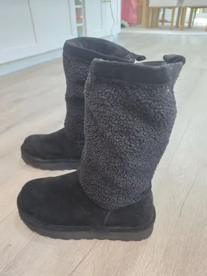 Bearpaw NWT Snuggle Murphy Platform Lo Boots Black Size 11W WIDE sherpa suede thumbnail 13