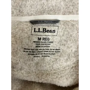 LL BEAN Sweater Fleece Jacket Womens Medium Beige Oatmeal Full Zip 279684 thumbnail 8