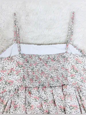 Peach Floral Spaghetti Strap Midi Dress Large Cottagecore Summer Wedding Guest thumbnail 8