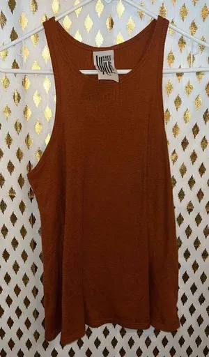 Free People Ribbed Tunic Tank Top Womens Orange Boho Flowy USA Made Grunge size thumbnail 1