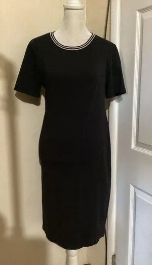 Michael Stars Black Ringer Neck Short Sleeve Midi T-Shirt Dress 1027ATH Mens M thumbnail 1
