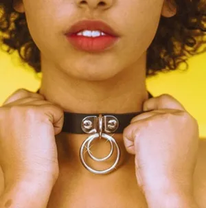 Black O Ring Leather Collar Chocker Punk Necklace thumbnail 8