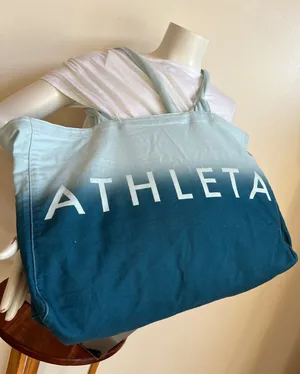 Athleta Ombre Teal Canvas Tote thumbnail 1