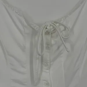 Peppermayo White Long Sleeve Button Up Lace Trim‎ Corset Style Top Small US 4 thumbnail 3