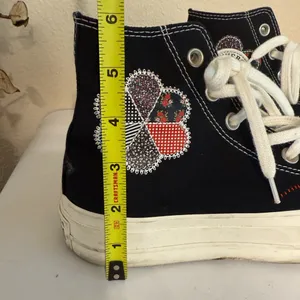 Converse Chuck Taylor All Star Lift Platform Black Flower Floral Stitching 5.5 thumbnail 2