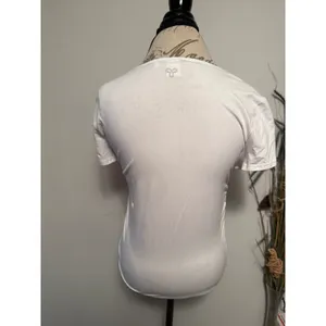 Tna Womens White Ruched Side Short Sleeve Tee‎ Shirt Size L thumbnail 3