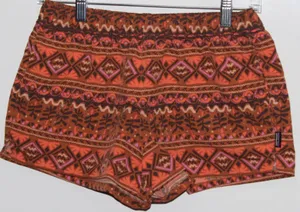 Women's Patagonia Tan Orange Pink Brown Elastic Tribal Geometric Shorts Size XS thumbnail 1