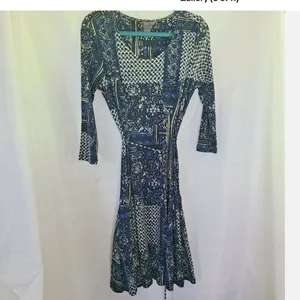 Chelsea and Theodore dress Small Blue White Fit Flare tie waist Cotton‎ thumbnail 5