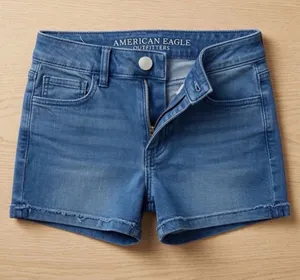 American Eagle Hi-Rise Shortie Denim Shorts Medium Wash Size 2 thumbnail 1