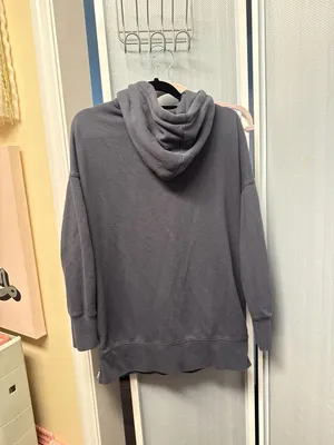 Aerie Charcoal Gray Side Zip Over-Sized Travel Hoodie thumbnail 4