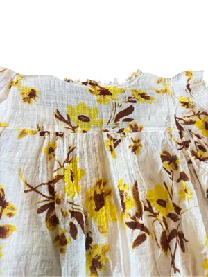 Free People One Naya Floral Crop Top Shirt Blouse Gauze Stretch Size Large thumbnail 12