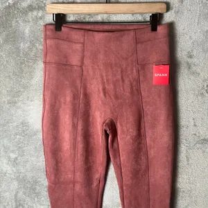 Spanx Faux Suede Leggings Rich Rose Size‎ Large High Waisted New thumbnail 2