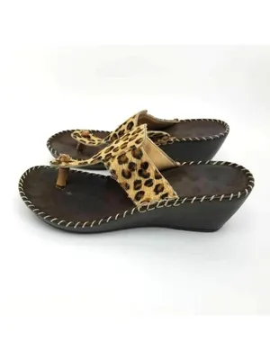 Gabriella Womens Thong Sandals Black Animal Print thumbnail 2