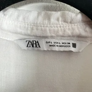 Zara Button Up Shirt Women's‎ Large White Linen Cropped Relaxed Fit Coastal Boho thumbnail 3