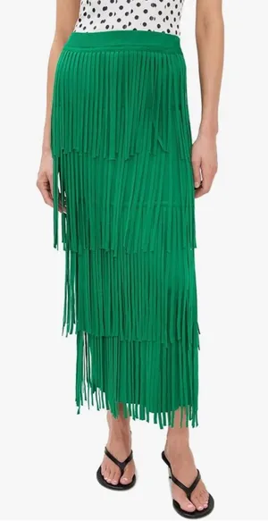Evoutionary Green Midi Fringe Skirt Size Medium NWT thumbnail 1