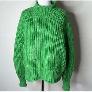 H&M Green Chunky Knit Mock Neck Sweater thumbnail 2
