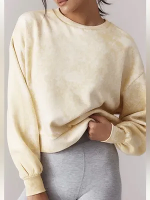 Daily Practice Oh So Good Speckled Crewneck Sweater Yellow White Womens Size 1X thumbnail 1