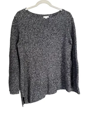 J. Jill Pure Jill Women’s Sz M Asymmetrical Hem Wool Blend Grey Marl Sweater thumbnail 1