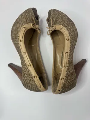 Merona Tan Peep Toe Heels Women's Size 7.5 thumbnail 5