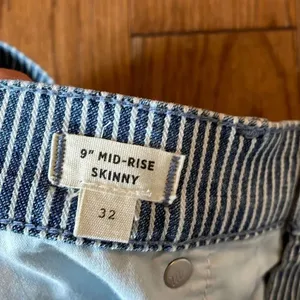 Madewell 9”mid rise piper striped skinny jeans 32 thumbnail 8
