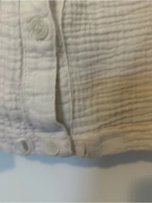 Free People Textured Cotton Long Sleeve Button Blouse Womens Medium Cream thumbnail 4