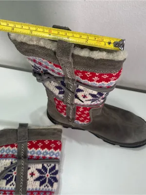 Clarks Boots Leather Fair Isle Knit Fur Lining Winter Boots Women's 7.5 M thumbnail 4