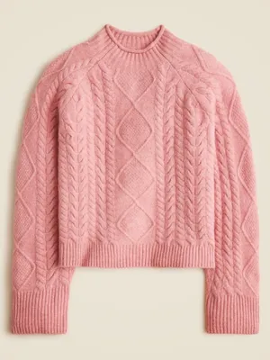 J. Crew Cable-knit Rollneck‎ Sweater in Supersoft Yarn Size Small Dusty Pink thumbnail 3