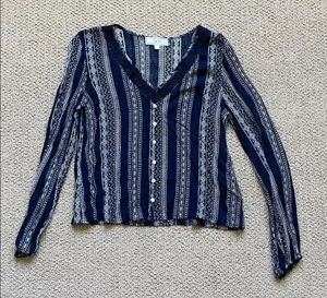 Hippie Rose Navy and White Patterned Top thumbnail 1