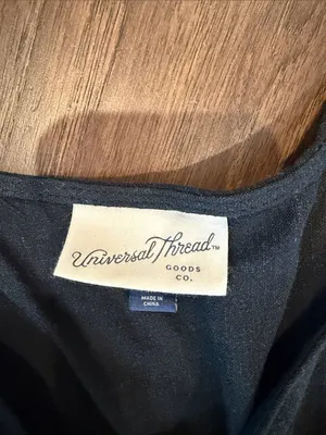 Universal Thread Black Midi Button-Front Tie-Neck Dress Size XS - C26-033 thumbnail 2