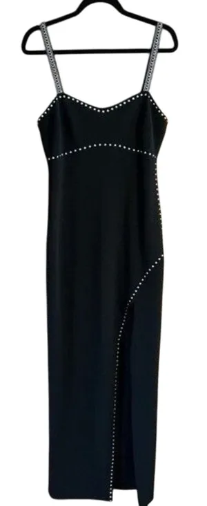 Xscape Black Studded Spaghetti Strap Evening Maxi Dress Size‎ 8 thumbnail 1