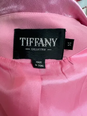 Tiffany Collection Pink Satin Trim Embroidered Embellished Blazer Size 14 thumbnail 8