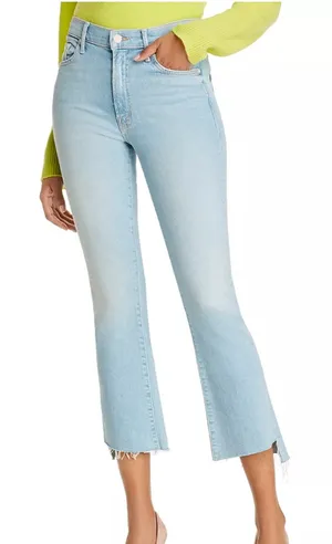 Mother Insider Crop Step Fray Jeans in Fresh Catch thumbnail 1