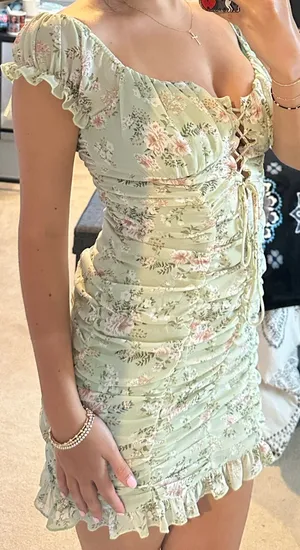 Hazel Boutique Green Floral Mini Dress thumbnail 3