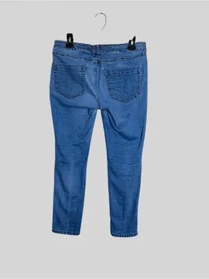 Free People Blue Skinny Jeans with Zip Pocket Detail thumbnail 5