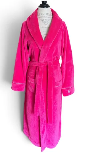 Victoria's Secret Cozy Plush Robe Vibrant Hot Pink Color Matching Fabric Belt XL thumbnail 1