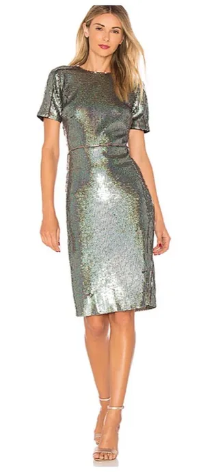 Revolve Lovers + Friends Genuine Sequin Dress Small Green Glam Party thumbnail 1