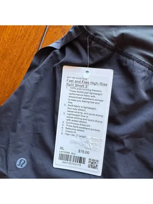Lululemon Fast & Free Short High Rise 3” Split Black Size XL/Size 12 NWT thumbnail 4