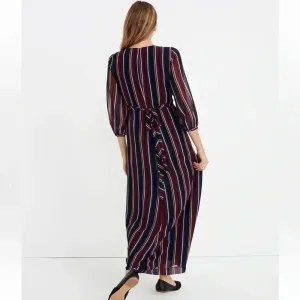 Madewell Wrap-Around Maxi Dress in Stockdale‎ Stripe Maroon Navy Size 00 ($178) thumbnail 3