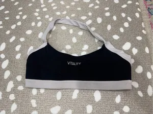 Vitality Cloud II Mini Halter sports Bra Midnight Contrast embroidered logo top thumbnail 2