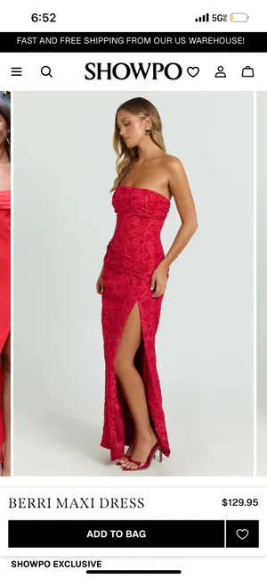 New Showpo Berri Maxi Dress Strapless Jacquard High Split Dress -Large MSRP $129 thumbnail 3
