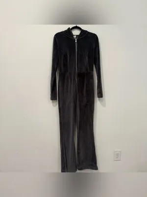 Fabletics Midnight Gray Plush Rib Hooded Jumpsuit M thumbnail 3