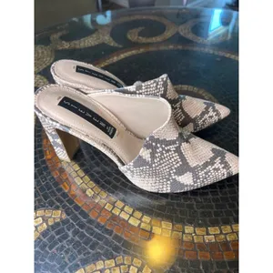 Steven By Steve Madden Josette Mule Heels Womens 7.5 Snakeskin Pointed Toe Block He thumbnail 4