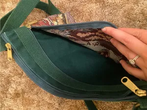 Scenic Tapestry Green Crossbody Bag with Village Motif My Maine Bag Embroidered thumbnail 6