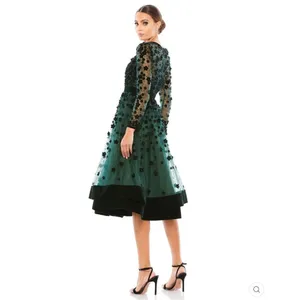 Mac Duggal 67007 Womens Green Embellished Illusion Fit & Flare Dress Gown thumbnail 5