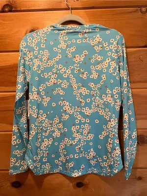 Roxy Teal Floral Long-Sleeve Rash Guard Swim Top size Small NWT thumbnail 2