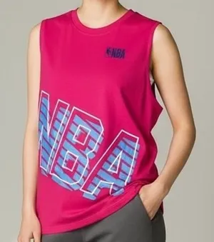 NBA Tank Top‎ Women's Sleeveless Shirt Pink Blue Graphic Basketball Medium thumbnail 1