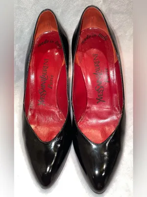 Yves Saint Laurent Women’s Size 5 Vintage YSL Black Patent Leather Pumps Heels thumbnail 2