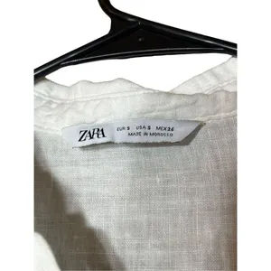 Zara Linen White Button‎ Front Blouse Size Small thumbnail 5