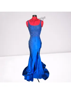 Tiffany Designs Womens Mermaid Prom Formal Sequin Royal Blue Beaded Dress Size 2 thumbnail 4