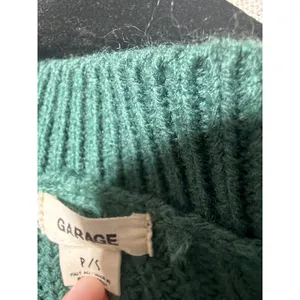 Garage Teal Green Shaker Knit Pointelle Button Front Cardigan Sweater Womens S thumbnail 2